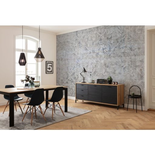 Nosztalgikus hangulatú díszítőminta - kollázs a régmúlt idők varázsával szürke szürkésbarna kék és lila tónusok falpanel/digitális nyomat