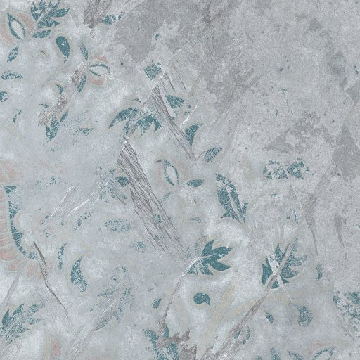 Ősi falfestmény fel-fel bukkanó motívumai beton háttéren szürke barna zöld és világos téglaszín falpanel/digitális nyomat