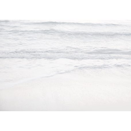 Ezüstpart csak nem Siófokon - Hullámzó óceán homokos parttal törtfehér szürke és ezüst tónus falpanel/digitális nyomat