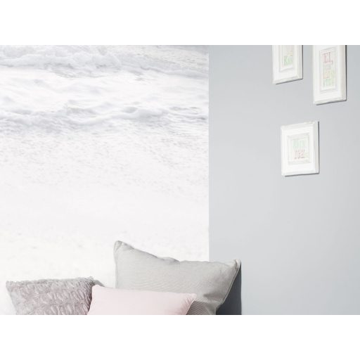 Ezüstpart csak nem Siófokon - Hullámzó óceán homokos parttal törtfehér szürke és ezüst tónus falpanel/digitális nyomat