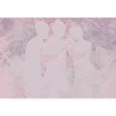   Három titokzatos Nimfa misztikus körtánca a reggeli rózsaszín ködben szürke rózsaszín lila antik rózsaszín falpanel/digitális nyomat