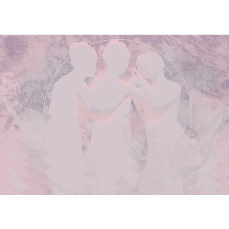 Három titokzatos Nimfa misztikus körtánca a reggeli rózsaszín ködben szürke rózsaszín lila antik rózsaszín falpanel/digitális nyomat