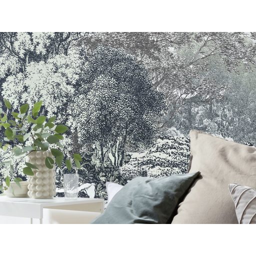 Varázslatos tündér vagy akár Fantasy erdő felhőkék szürke barna zöld sárga és szürkészöld tónusok falpanel/digitális nyomat