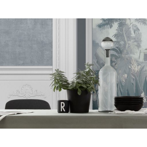 Bejárat az egzotikumba avagy díszes portál egy impozáns gyarmati villában szürkésfehér zöld kék és szürkéskék falpanel/digitális nyomat