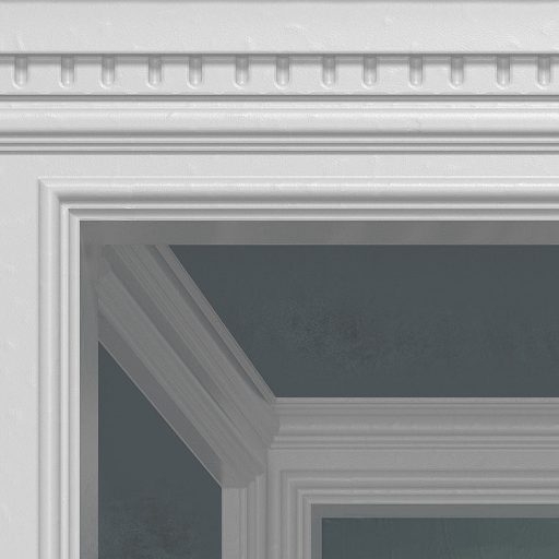 Bejárat az egzotikumba avagy díszes portál egy impozáns gyarmati villában szürkésfehér zöld kék és szürkéskék falpanel/digitális nyomat