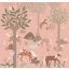 Unikornisok kalandjai a meseerdőben púderrózsaszín barack halvány korall olív és khakizöld tónus falpanel