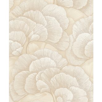   A természet nagyvonalú eleganciája - gingko levelek mintája meleg karamell és halvány arany tónus tapéta