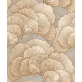   A természet nagyvonalú eleganciája - gingko levelek mintája kékesszürke karamell homokos arany füstös taupe és bronz tónus tapéta