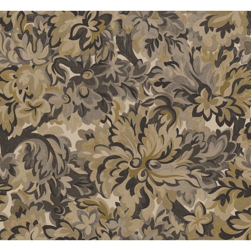 Virágos Jacquard minta modern átiratban bézs szürkésbézs szürke antracit és bronzos-khakizöld tónus tapéta