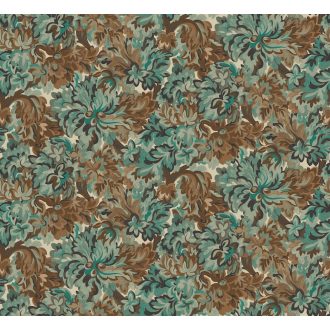   Virágos Jacquard minta modern átiratban bézs vízkék türkiz antracit barna és aranysárga tónus tapéta