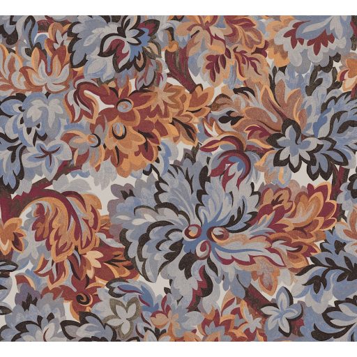 Virágos Jacquard minta modern átiratban bézs vízkék ultramarinkék burgundi és aranyló-bézs tónus tapéta