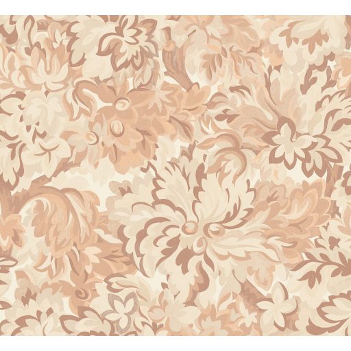 Virágos Jacquard minta modern átiratban krém bézs barack és mokkabarna tónus tapéta