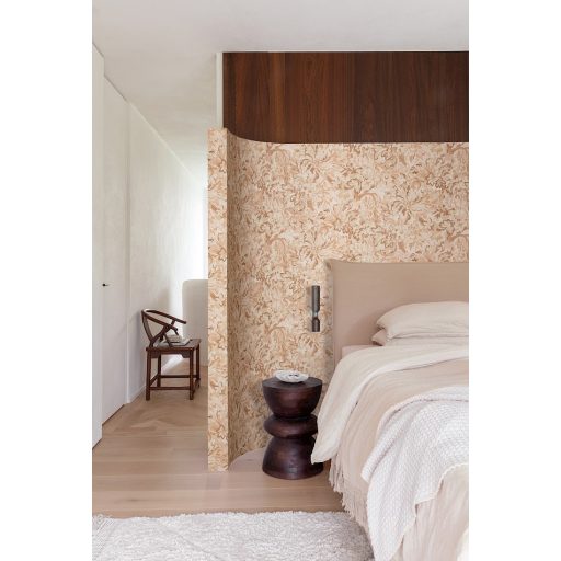 Virágos Jacquard minta modern átiratban krém bézs barack és mokkabarna tónus tapéta