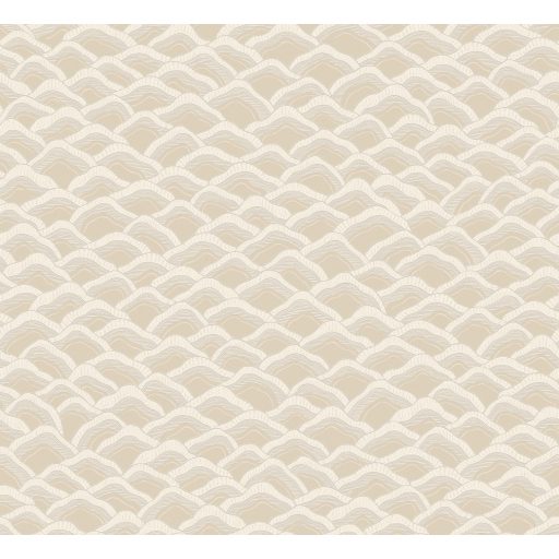 Apró dombok vagy fenyőtobozok pikkelyei? Művészi hullámos motívum krémfehér bézs és holdfény-gyöngyház tónus tapéta