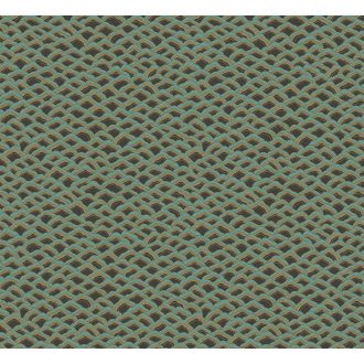   Apró dombok vagy fenyőtobozok pikkelyei? Művészi hullámos motívum antracit bézs barna türkiz és zöldarany tónus tapéta