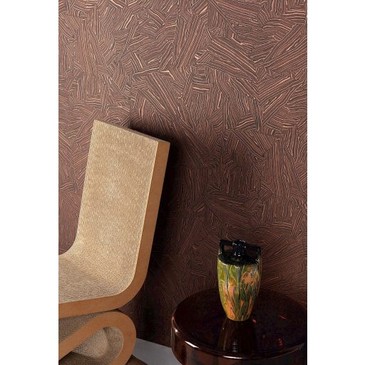 Felszín alatt képződő kőzet hullámos repedésekkel ZEBRA design sötétbarna bronzos barna és vörösesbarna tónus tapéta