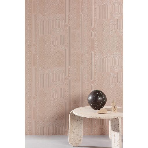 Háromdimenziós dombormű! Kézműves absztarkt geometriai művészeti design barack/antik rózsaszín és gyöngyház tónus tapéta