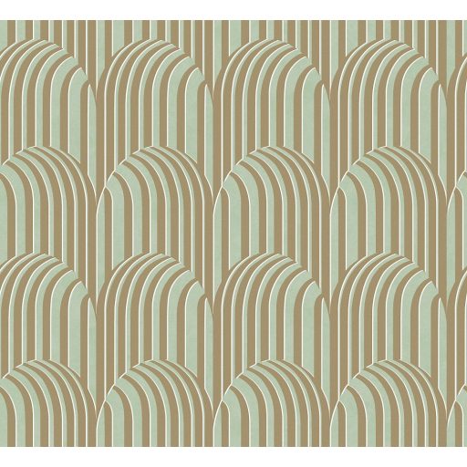 Optikai illúzió! Kontrasztos fényű finom árnyékolású 3D Art deco design jádezöld és karamellbarna tónus tapéta