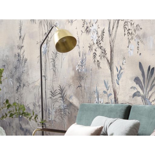 A Mandarinok reggele - Finom és diszkrét növényi táj tűnik ki a hajnali ködből bézs rózsaszín kék szürke barna falpanel/digitális nyomat