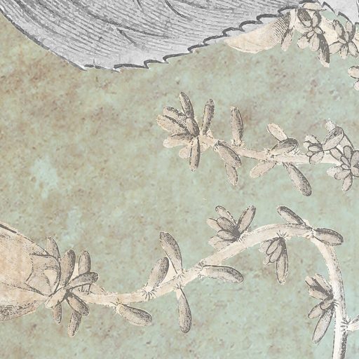 Vers a falra! Finom levelek és virágindák aranyszínű napokkal költői kollázs zöld szürke fehér napsárga tónusok falpanel/digitális nyomat