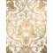 Nagyformátumú íves rajzolatú virágos díszítőminta krém bézs aranysárga barna és halvány lila tónusok falpanel/digitális nyomat