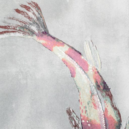 Ikonikus japandi motívum - Koi pontyok nagy nyüzsgése a tóban szürke rózsaszín barna fehér zöld és lila falpanel/digitális nyomat