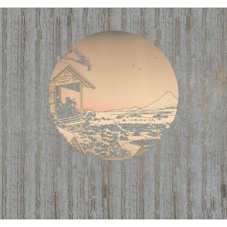   A felkelő nap vörös-aranyban fürdeti a kínai tájat szürke arany ezüst napsárga és vörös tónusok falpanel/digitális nyomat