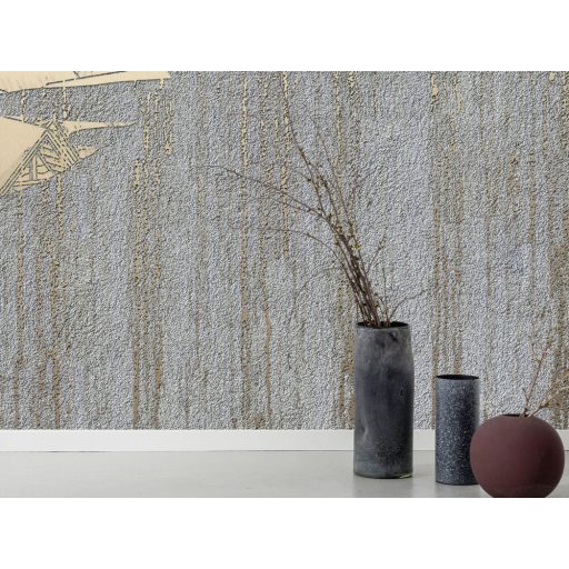 A felkelő nap vörös-aranyban fürdeti a kínai tájat szürke arany ezüst napsárga és vörös tónusok falpanel/digitális nyomat