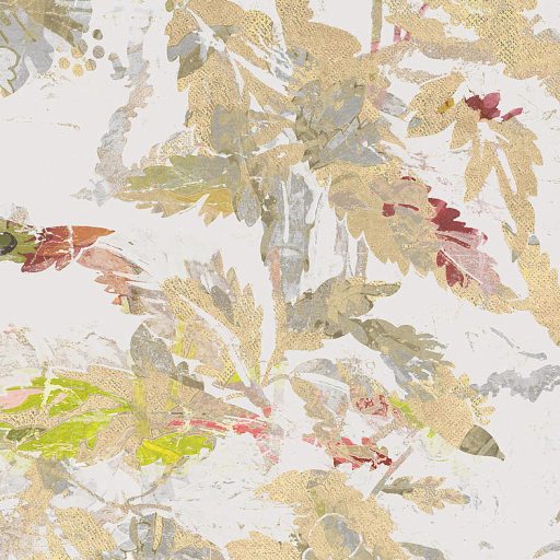 Filigrán levelek és aranyszínű tollak fimom kollázsa krém bézs arany szürke barna vörös zöld és sárga falpanel/digitális nyomat