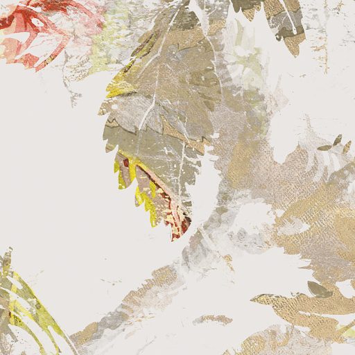 Filigrán levelek és aranyszínű tollak fimom kollázsa krém bézs arany szürke barna vörös zöld és sárga falpanel/digitális nyomat