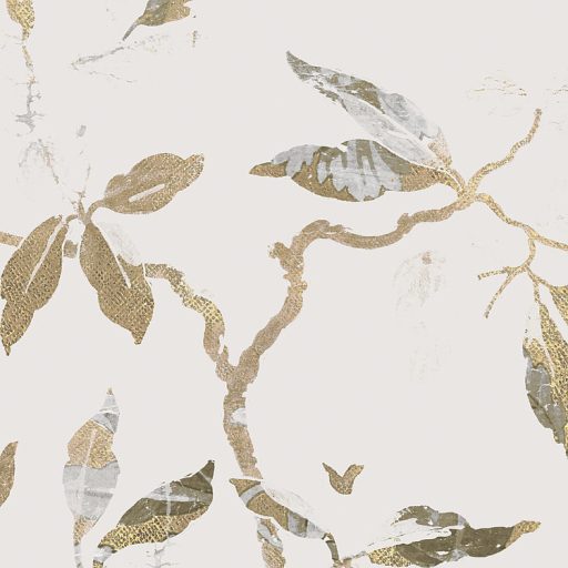 Filigrán levelek és aranyszínű tollak fimom kollázsa krém bézs arany szürke barna vörös zöld és sárga falpanel/digitális nyomat