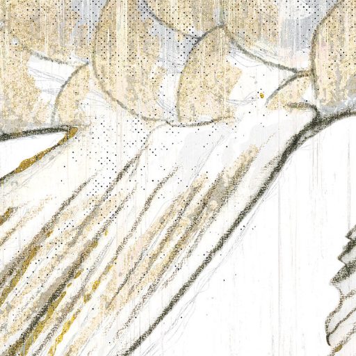 Kapitális fogás! Fenséges Koi ponty csillogó arany pikkelyekkel fehér szürke aranysárga barna fekete és korall falpanel/digitális nyomat