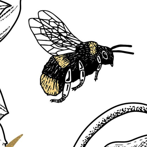 Nektárra szomjazó nyári virágok között portyázó méhek fehér fekete és arany tónusok falpanel/digitális nyomat