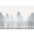 Ezüstszürke köd felszállóban az erdő fái között ködfehér fehér ezüst és szürke tónusok falpanel/digitális nyomat
