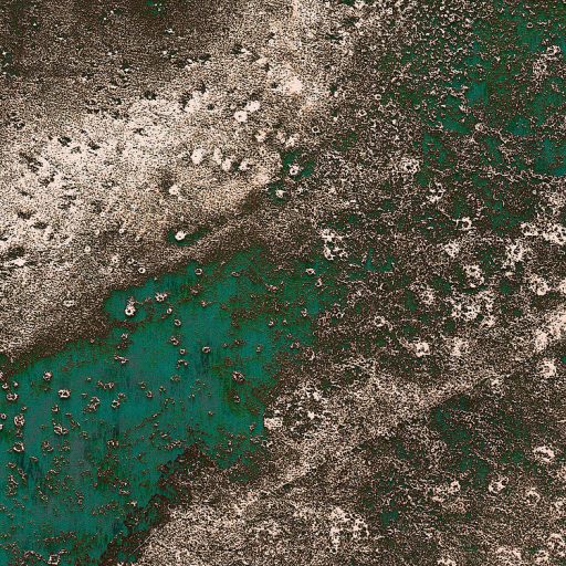 Nemesfém a falra! "Olvadt" folyékony és patinás réz absztrakt megjelenítése smaragdzöld bézs barna és rézszín falpanel/digitális nyomat