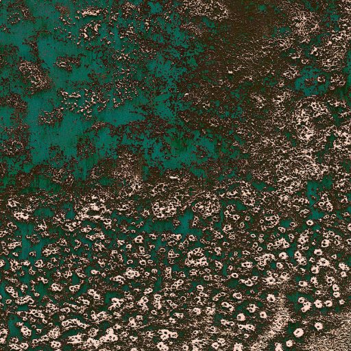 Nemesfém a falra! "Olvadt" folyékony és patinás réz absztrakt megjelenítése smaragdzöld bézs barna és rézszín falpanel/digitális nyomat