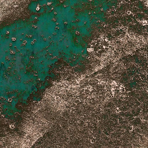 Nemesfém a falra! "Olvadt" folyékony és patinás réz absztrakt megjelenítése smaragdzöld bézs barna és rézszín falpanel/digitális nyomat