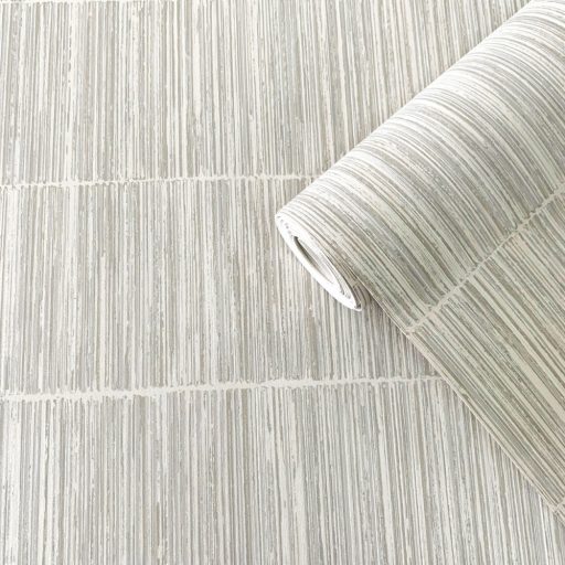 Részletgazdag bambusz paraván minta vízszintes sávokba rendezve krém/krémszürke szürke és ezüst tónus fényes mintarészletek tapéta