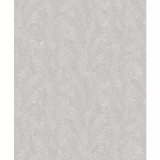   Egyedi szizálfonallal készült levélmintás fali dekoráció szürke és törtfehér tónus fémes hatás tapéta