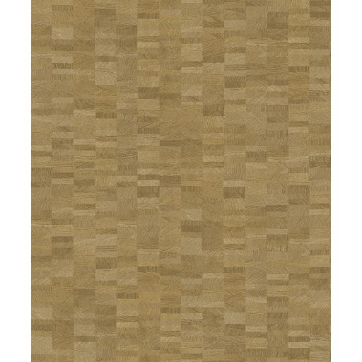 Váltakozó fa keresztmetszetek egyedi mozaik mintázata sárga zöldessárga arany és zöldarany tónus fémes hatás tapéta