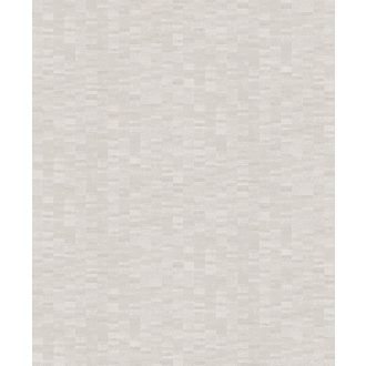   Váltakozó fa keresztmetszetek egyedi mozaik mintázata krémszürke bézs szürkésbézs tónus fémes hatás tapéta