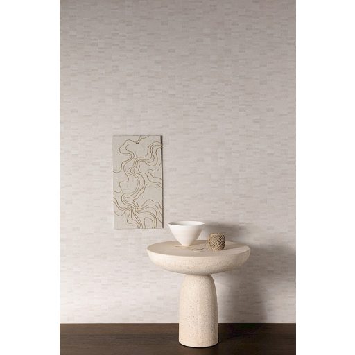 Váltakozó fa keresztmetszetek egyedi mozaik mintázata krémszürke bézs szürkésbézs tónus fémes hatás tapéta