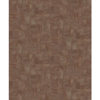   Kézműves fali dekoráció - Fautánzatú felületekből kialakított geometrikus minta fekete arany és terrakotta fémes hatás tapéta