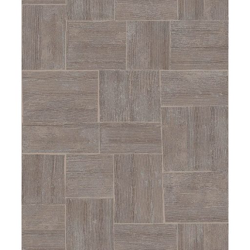 Kézműves fali dekoráció - Fautánzatú felületekből kialakított geometrikus minta bézs szürkésbarna és ezüst fémes hatás tapéta