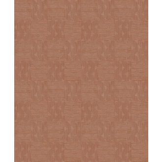   Labirintusra emlékeztető természetes fonallal készült geometrikus minta terrakotta vörösesbarna és szürkésbézs tónus tapéta