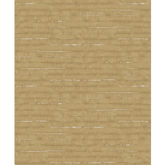   Egyedi szabálytalan csíkokkal megtört repedezett anyagminta sárga barna és krém tónus fémes hatás tapéta