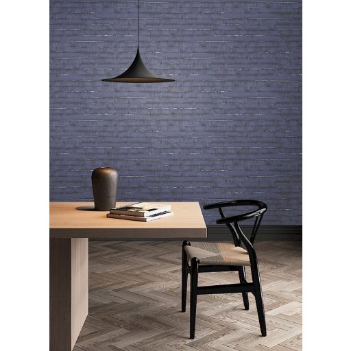 Egyedi szabálytalan csíkokkal megtört repedezett anyagminta indigókék fekete és türkiz tónus fémes hatás tapéta