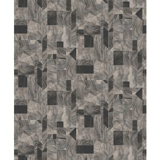   Modern márványminták geometrikus formákba rendezve ólomüveg hatású vonalakkal bézs szürke szürkésbézs fekete és ezüst tapéta