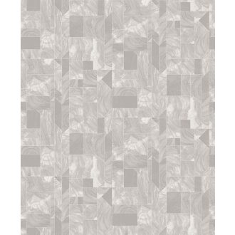   Modern márványminták geometrikus formákba rendezve ólomüveg hatású vonalakkal szürke szürkésbézs fehér és ezüst tapéta