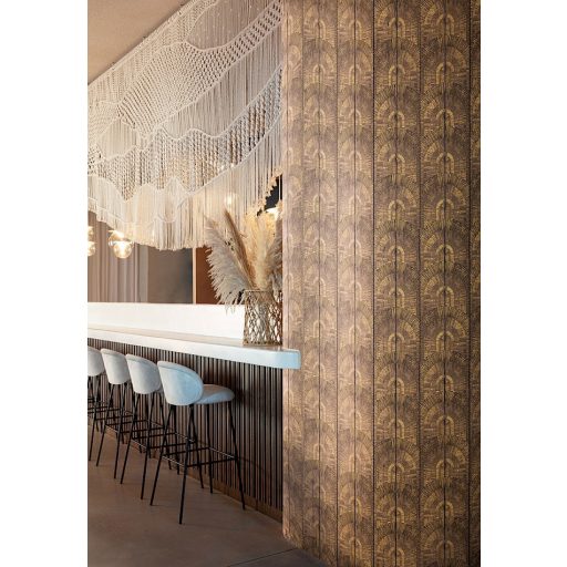 Elképesztő Art Deco stílusú geometrikus minta barna fekete és arany finom fémes csillogás tapéta